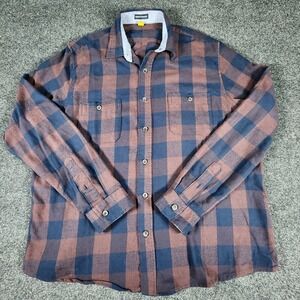 Tailor Vintage Luxe Performance Plaid Flannel Button‎ Up Shirt Men XL Camping